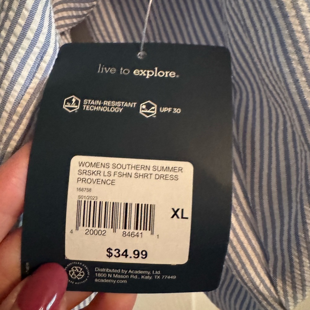 Magellan Blue Striped Shirt Dress - Picture 3 of 4